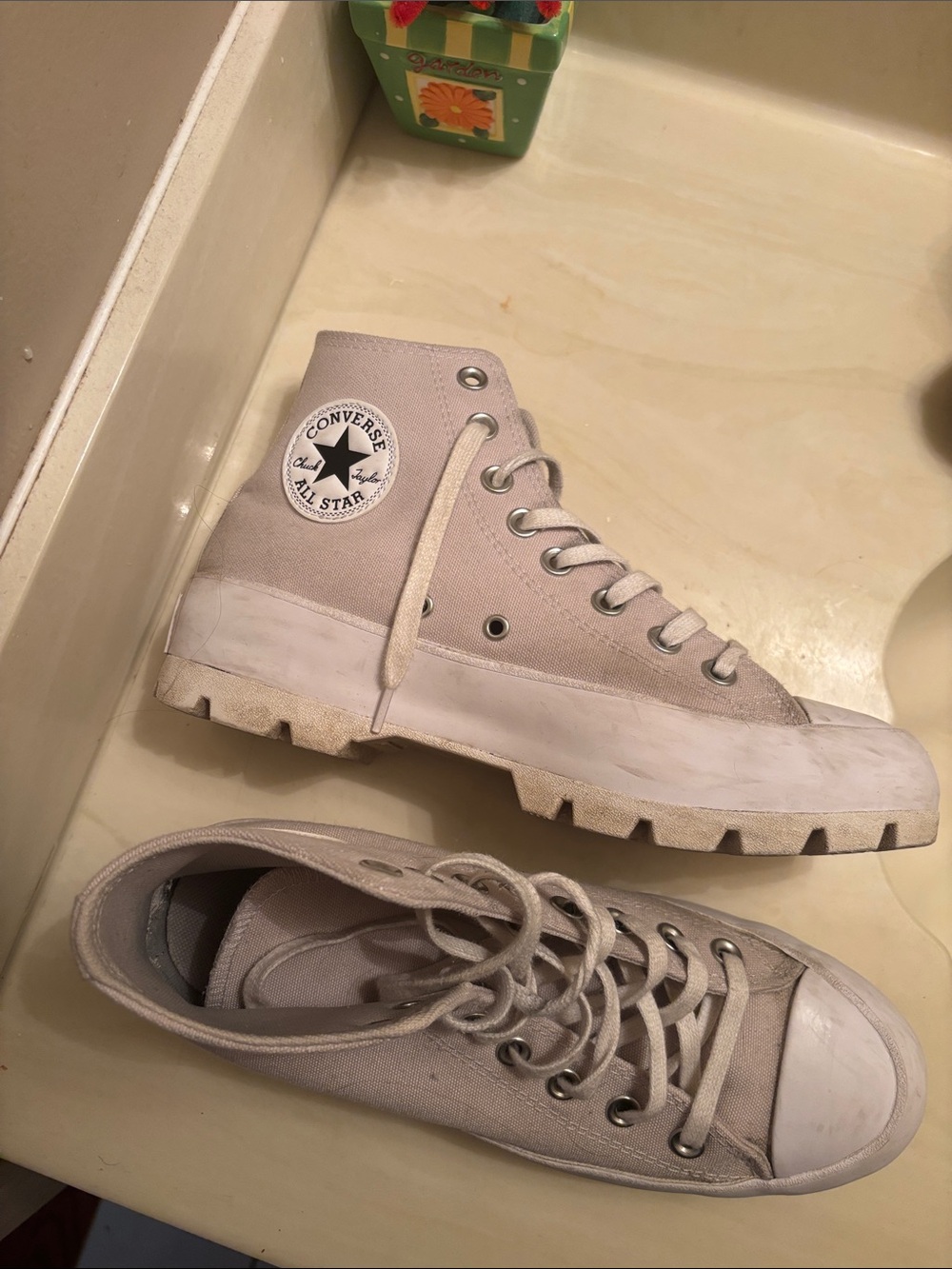 Converse High Top Lug Sole Sneakers - Light Beige Canvas